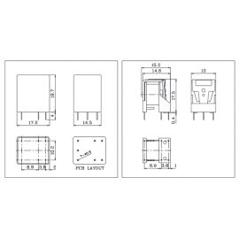 Relé DIP 12VDC 15A/120VAC 15A/12VDC