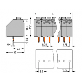 Bloco terminal 7 polos 3.5mm