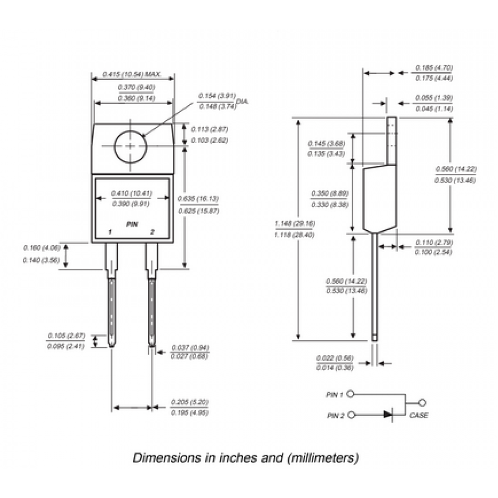 Diodo MBR1060-E3/45: diodo raddrizzatore Schottky THT 60V 10A TO220AC