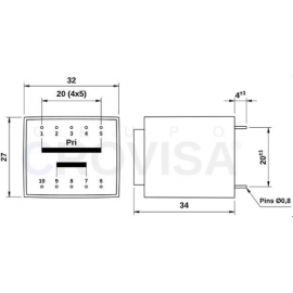 Transformador 2.8VA 230V-12V